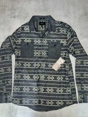 AMBIG Men's Southwestern Tribal Print Long Sleeve Button Down Shirt